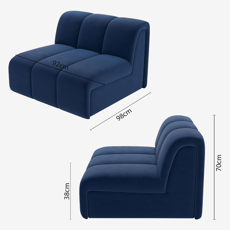 Canapé modulable en velours bleu marine Hélène