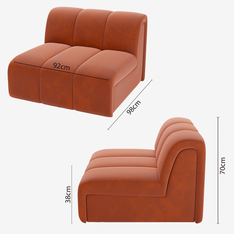 Canapé modulable en velours ocre Hélène