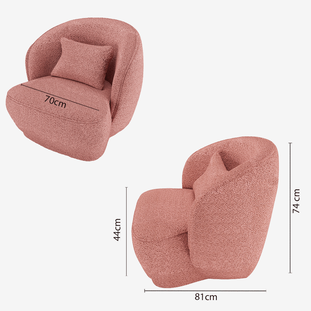 Fauteuil design bouclé rose Pablo