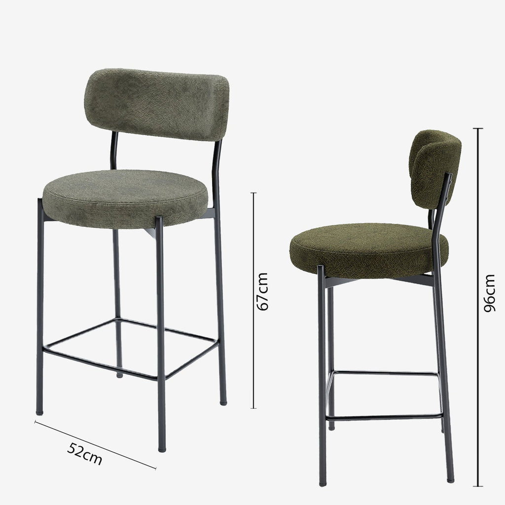 Lot de 2 fauteuils de bar velours vert Lili