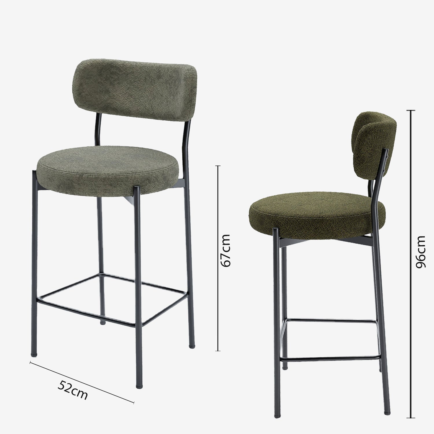Lot de 2 fauteuils de bar velours vert Lili