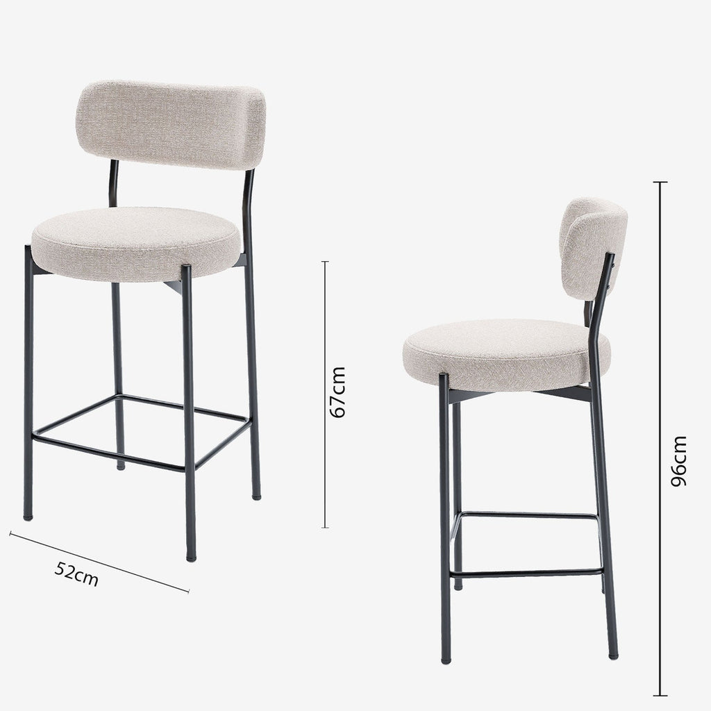 Lot de 2 fauteuils de bar velours crème Lili