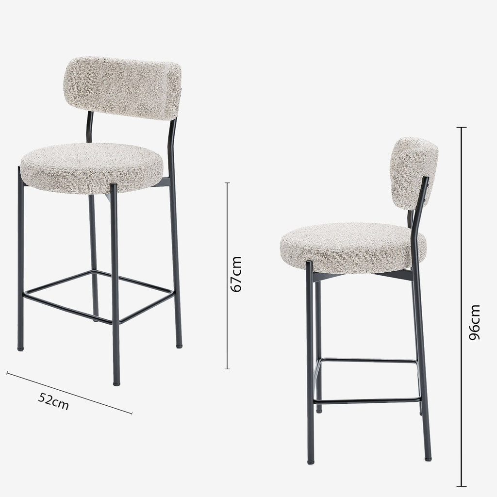 Lot de 2 fauteuils de bar bouclette grise et blanche Lili