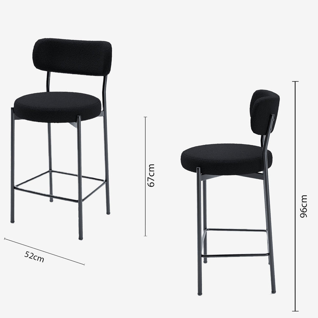 Lot de 2 fauteuils de bar bouclette grise anthracite Lili