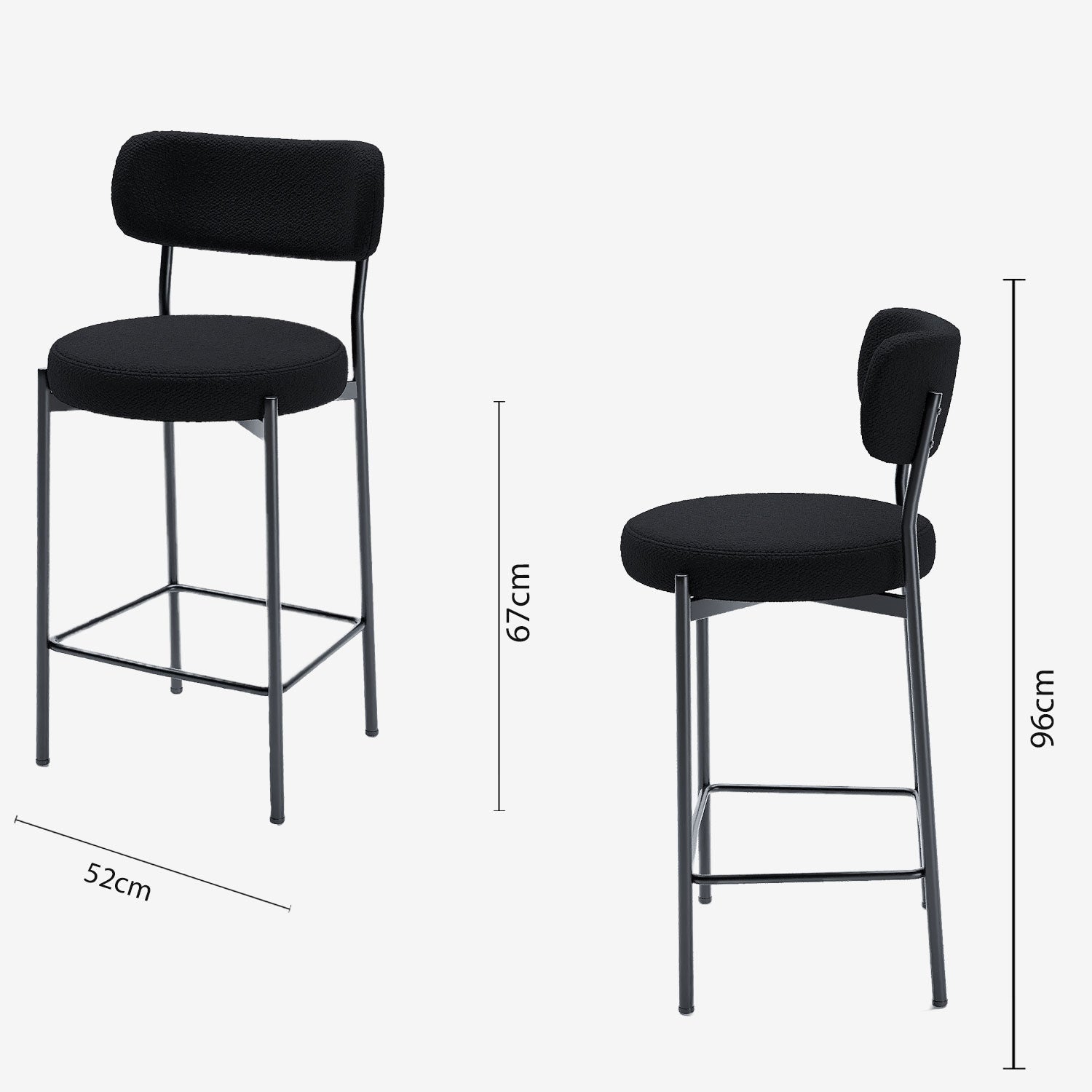 Lot de 2 fauteuils de bar bouclette grise anthracite Lili