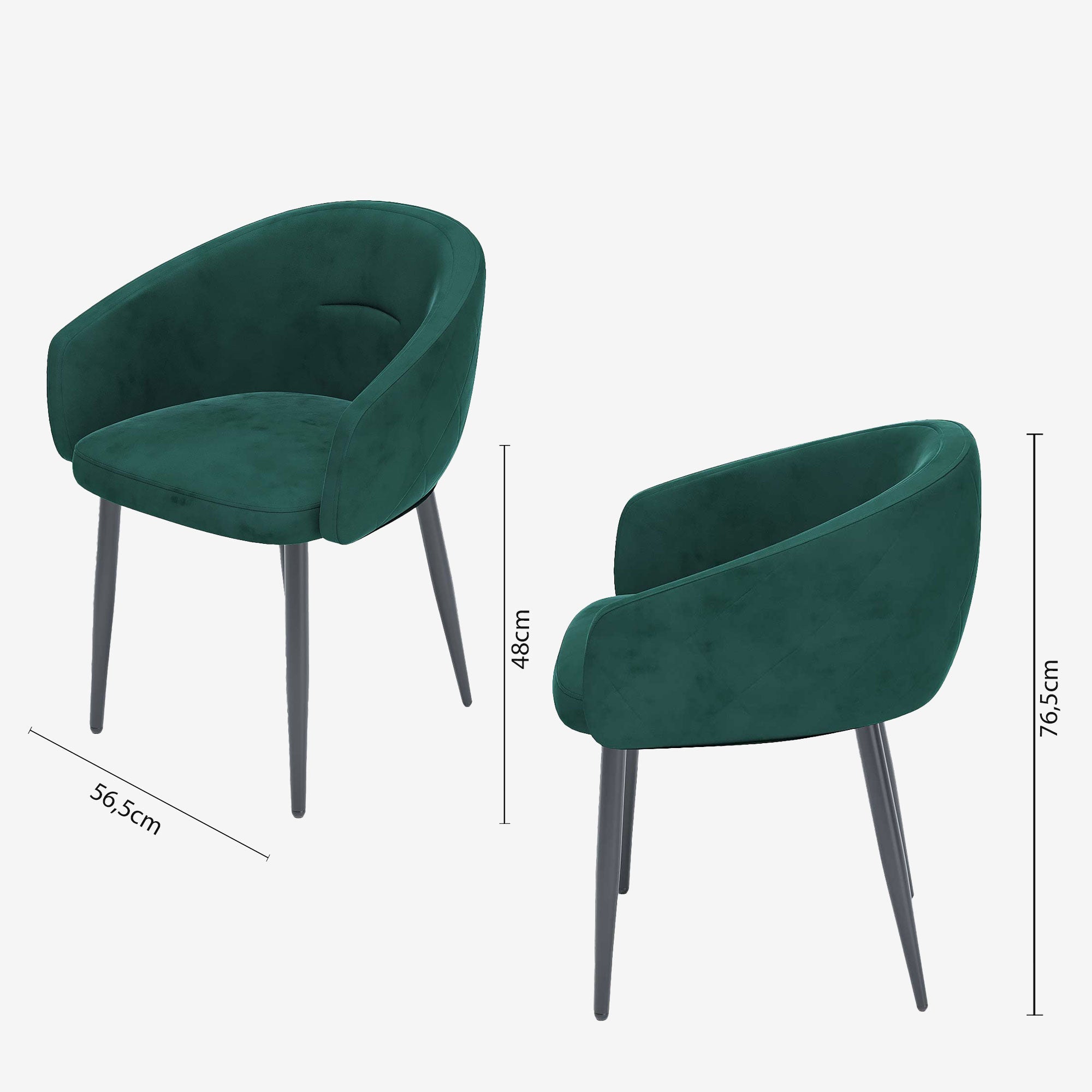 Paire de fauteuils de table design velours vert Eugénie