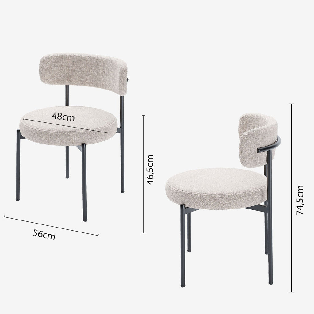 Lot de 2 chaises de table velours crème Scarlett