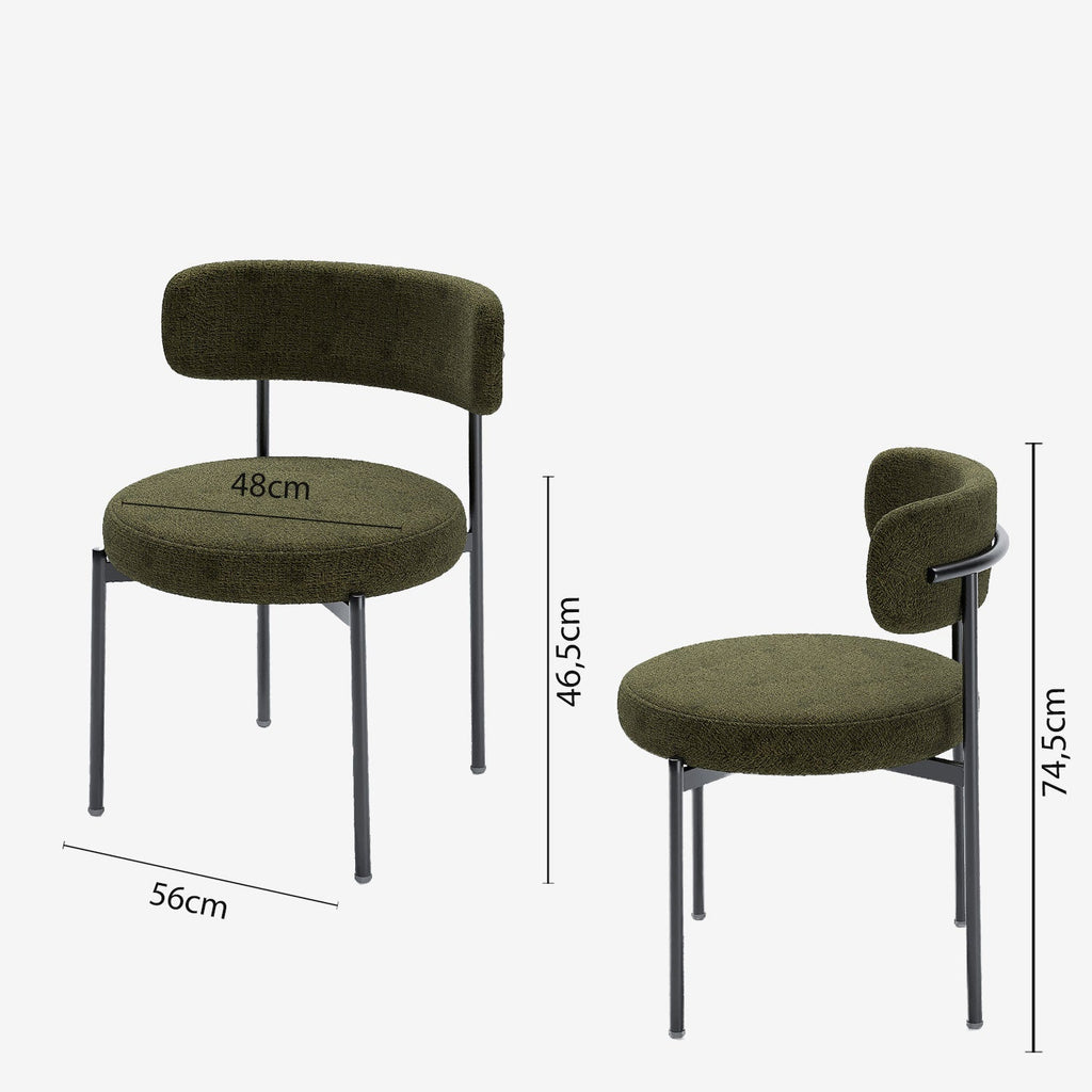 Lot de 2 chaises de table velours vert Scarlett
