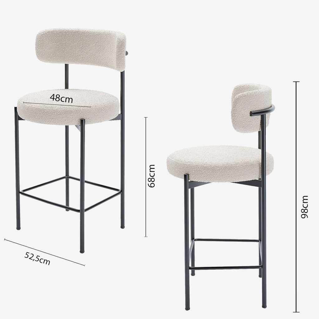 Lot de 2 tabourets de bar bouclette blanche Agathe