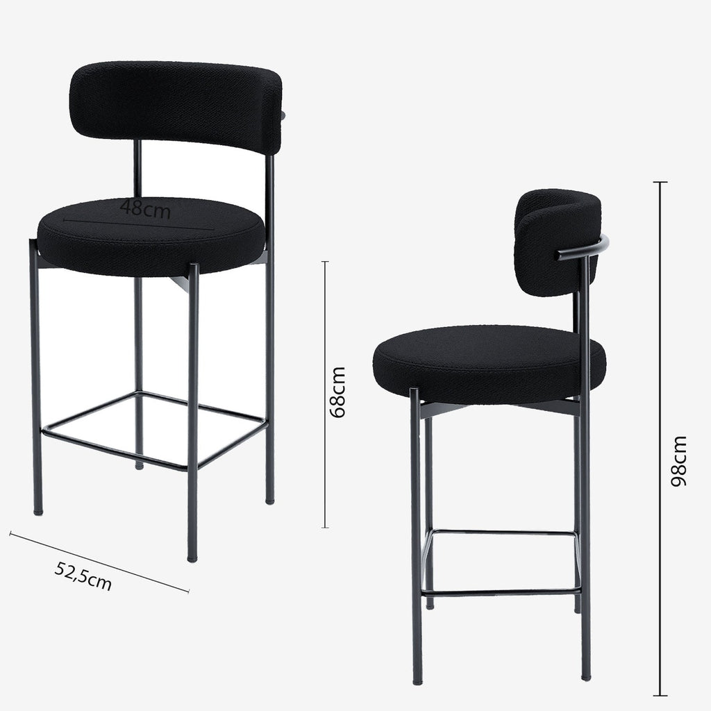 Lot de 2 tabourets de bar bouclette gris anthracite Agathe