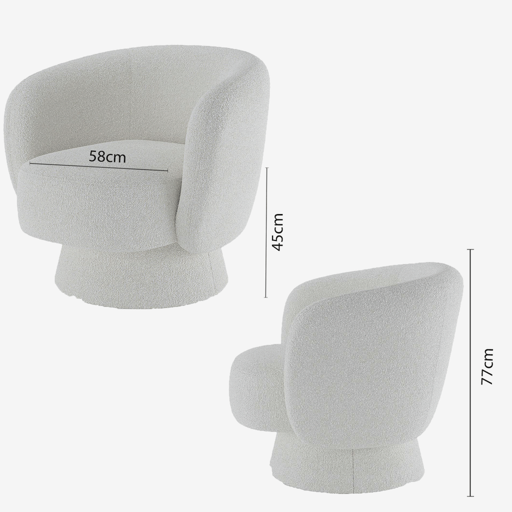 Fauteuil bouclette pivotant blanc Salma