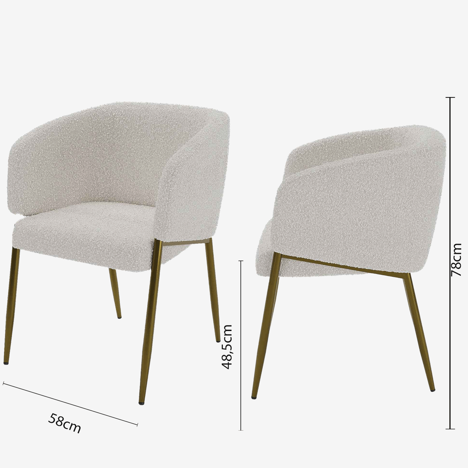 Fauteuil de salle à manger bouclette blanche Basile