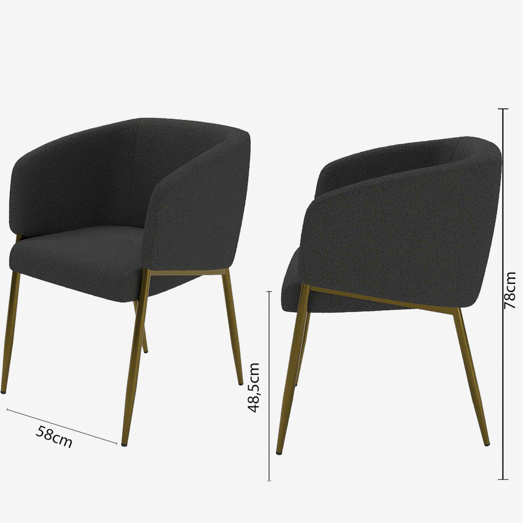 Fauteuil de salle à manger bouclette gris foncé Basile
