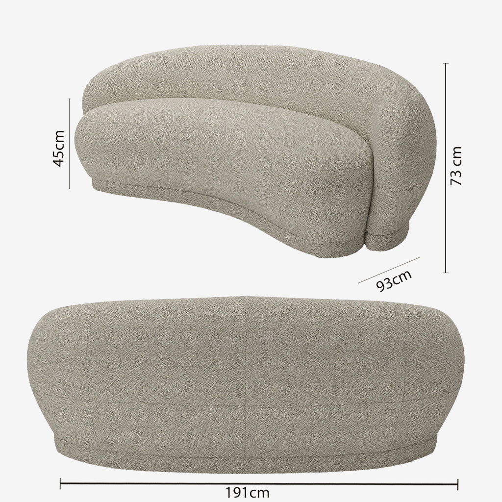Canapé 3-4 places en tissu bouclette beige Bianca