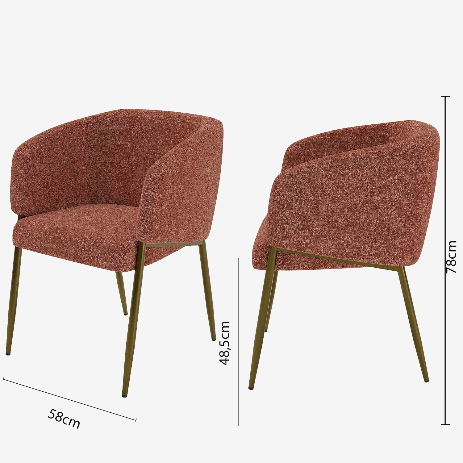 Fauteuil de salle à manger bouclette couleur brique Basile