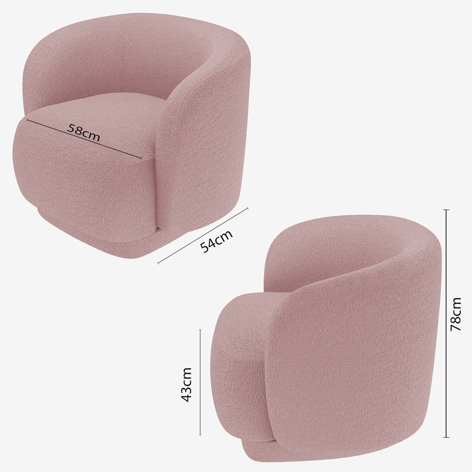 Fauteuil bouclette couleur rose Victoria