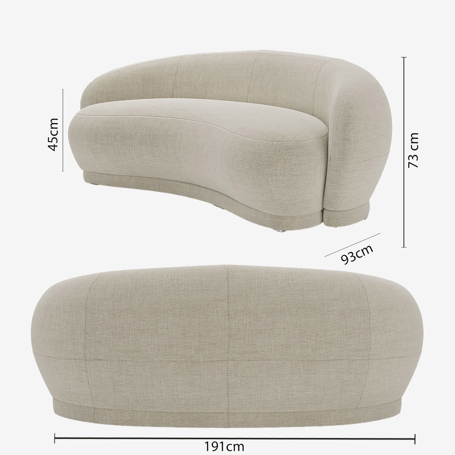Canapé design tissu beige Bianca