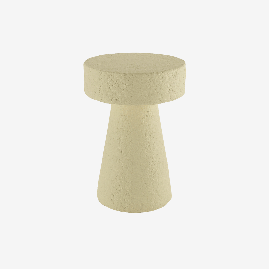 Table d’appoint circulaire en magnésie crème Marguerite