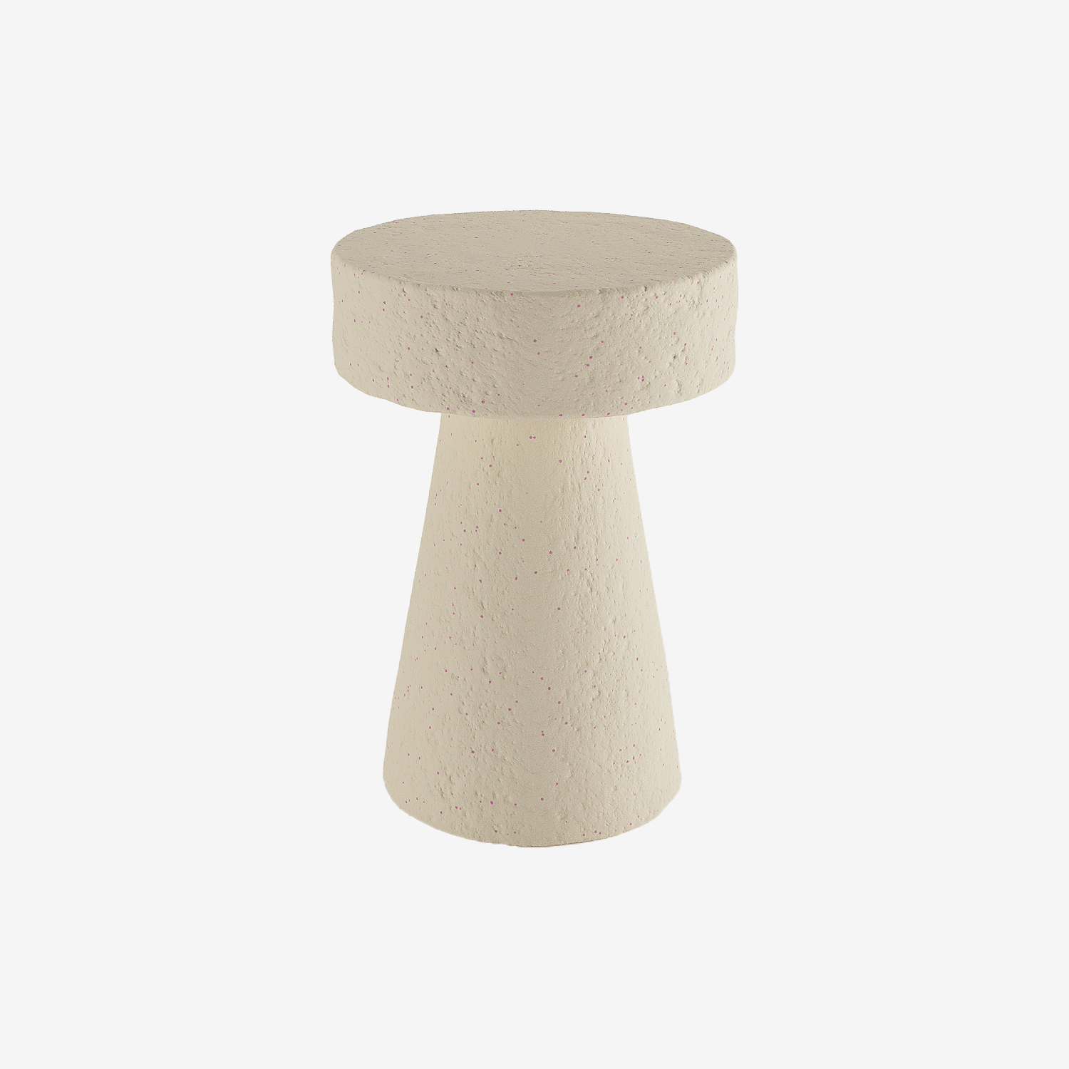 Table d’appoint circulaire en magnésie crème mouchetée rose Marguerite