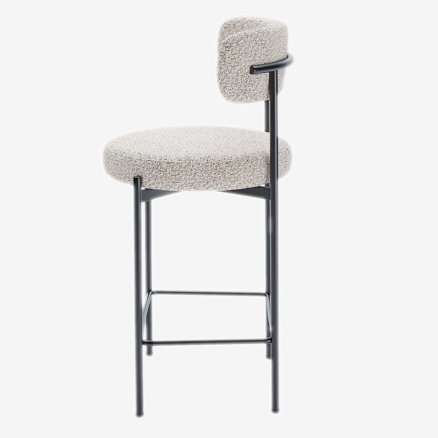 Lot de 2 tabourets de bar bouclette grise & blanche Agathe