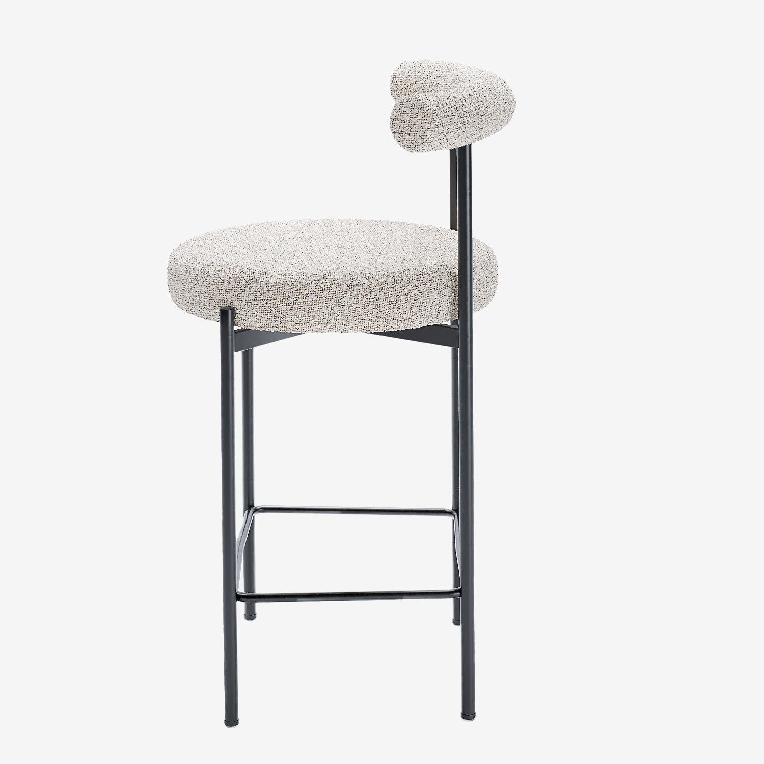 Lot de 2 chaises de bar bouclette grise et blanche Charlotte