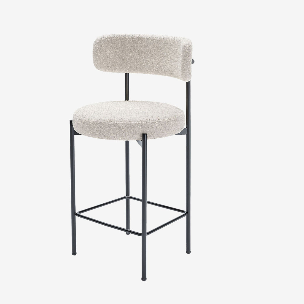 Lot de 2 tabourets de bar bouclette blanche Agathe
