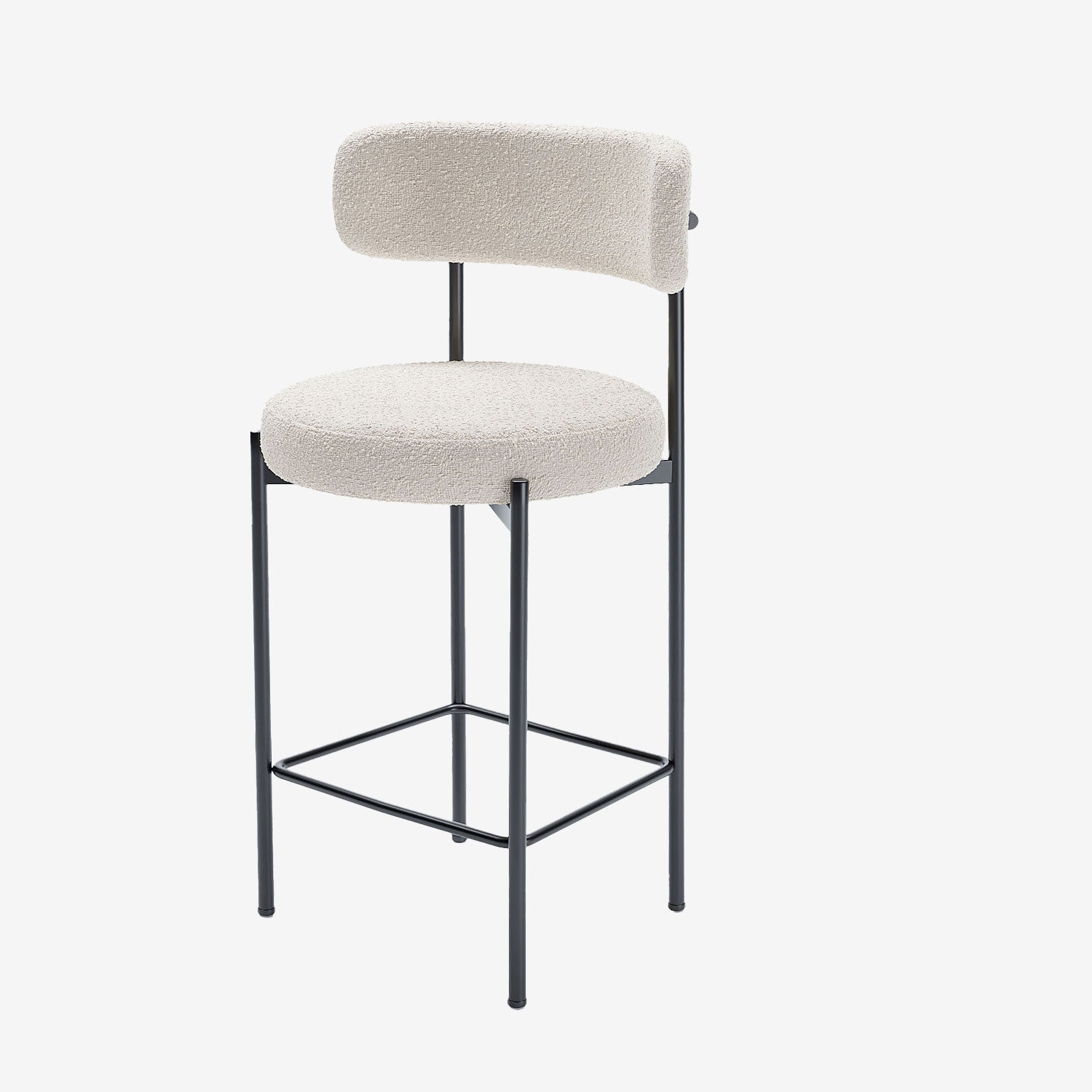 Lot de 2 tabourets de bar bouclette blanche Agathe
