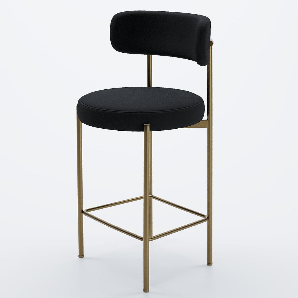 Lot de 2 tabourets de bar velours noir Agathe