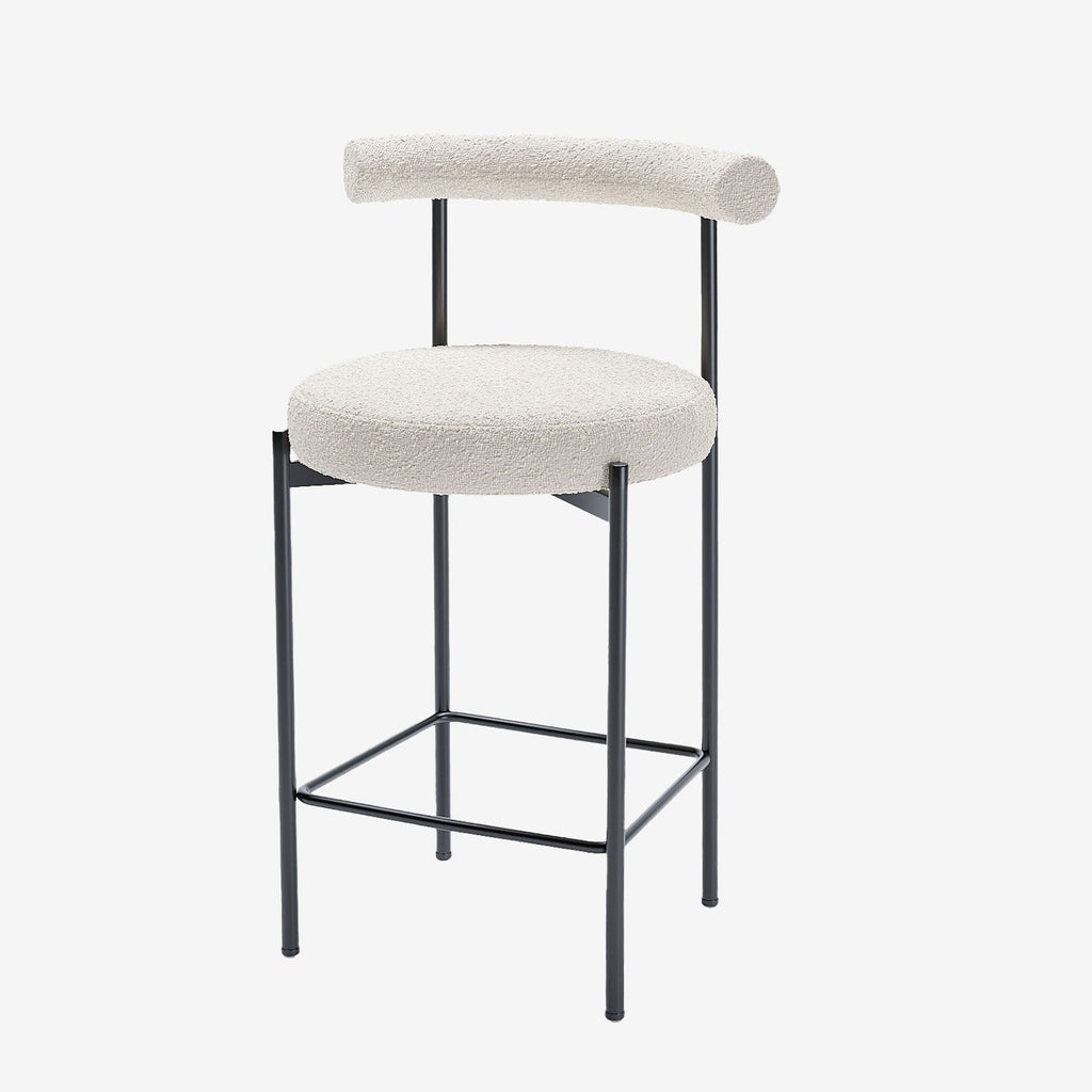 Lot de 2 chaises de bar bouclette blanche Charlotte