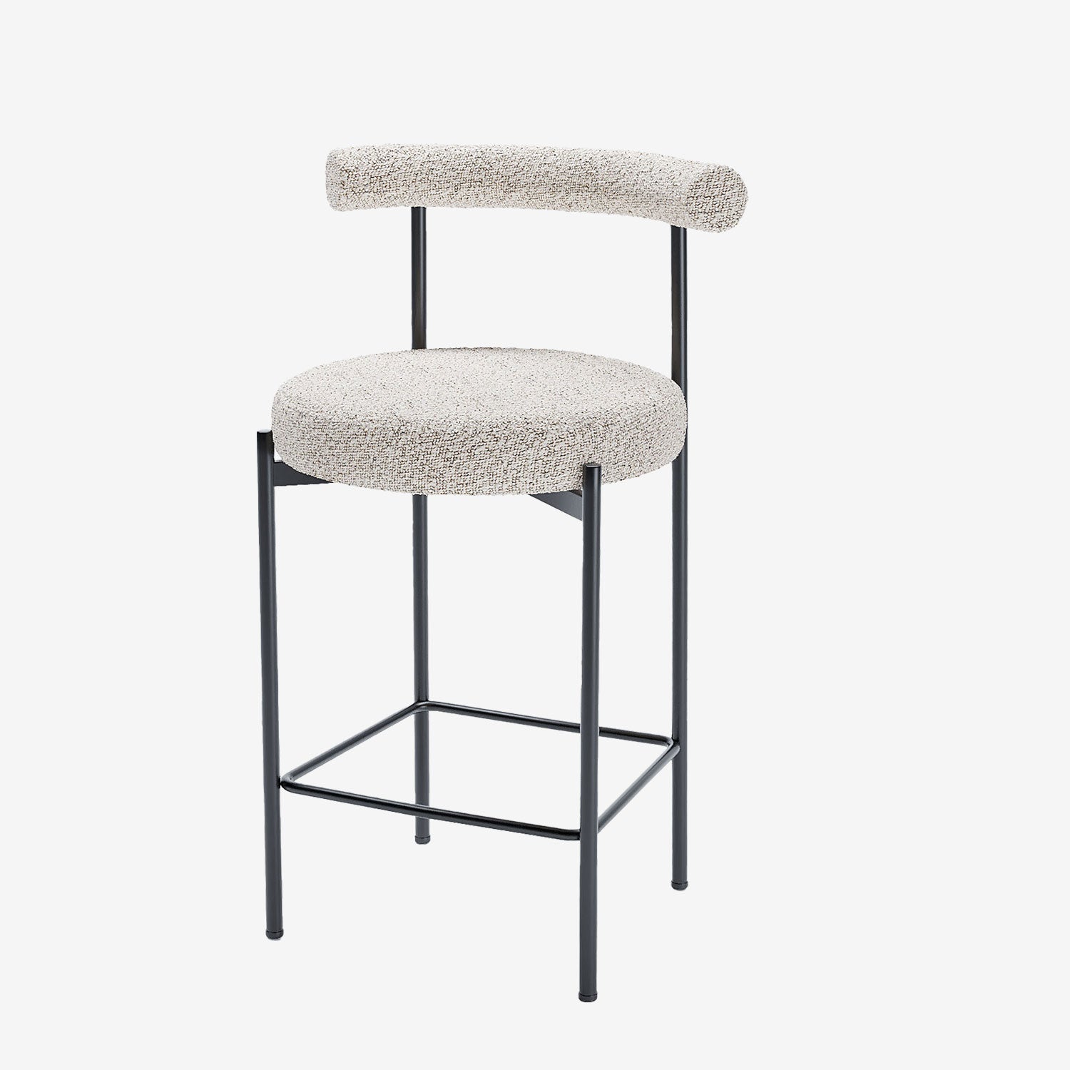 Lot de 2 chaises de bar bouclette grise et blanche Charlotte