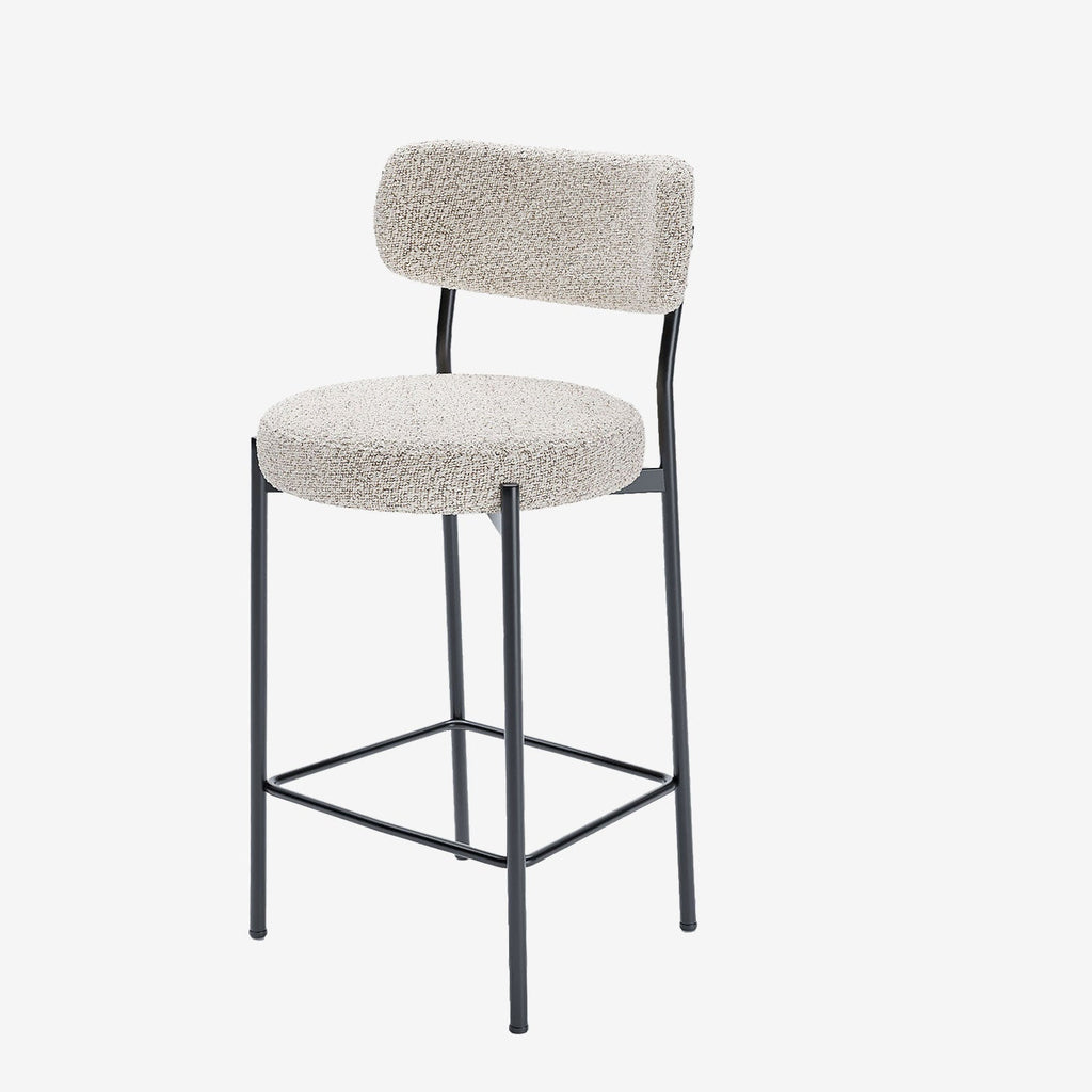 Lot de 2 fauteuils de bar bouclette grise et blanche Lili