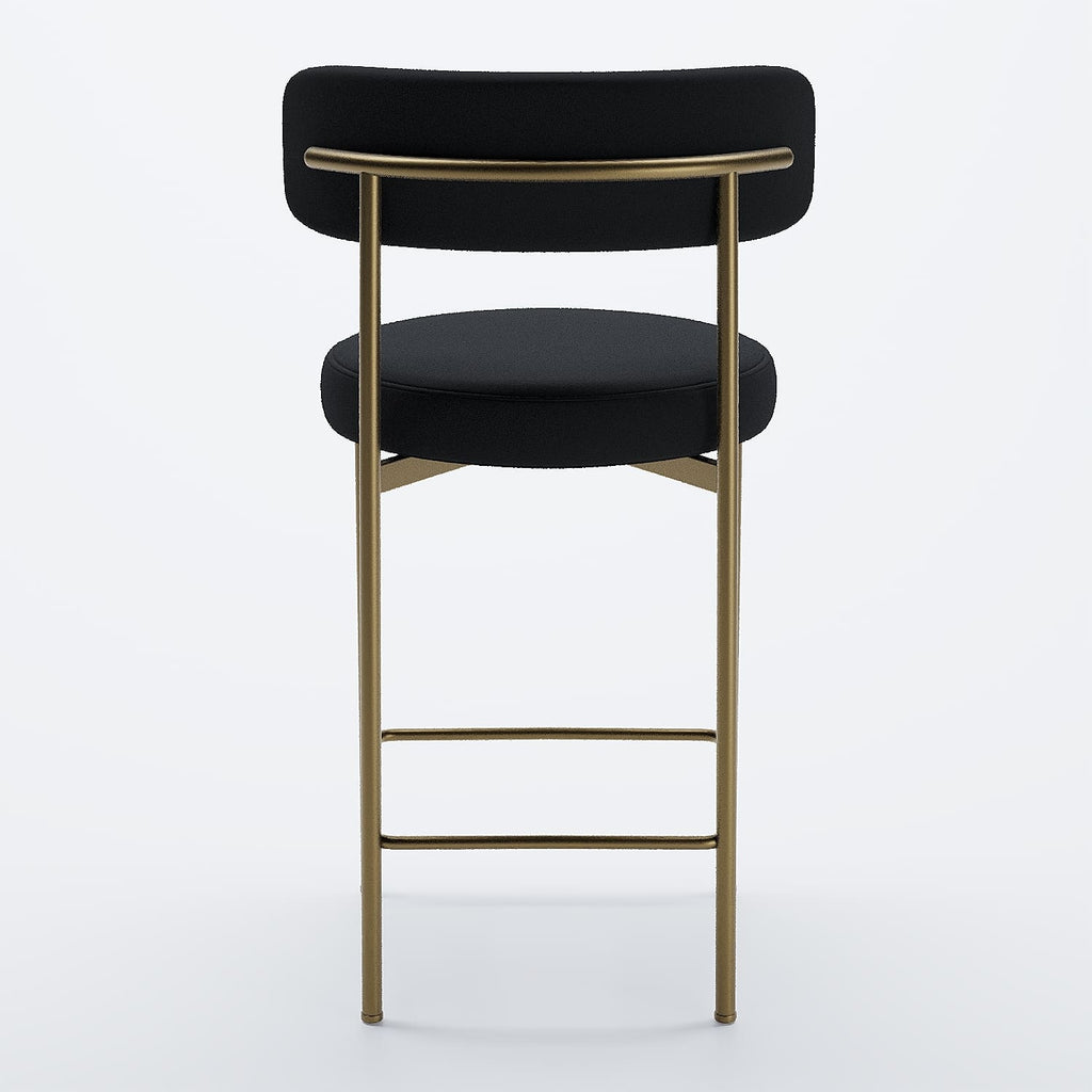Lot de 2 tabourets de bar velours noir Agathe