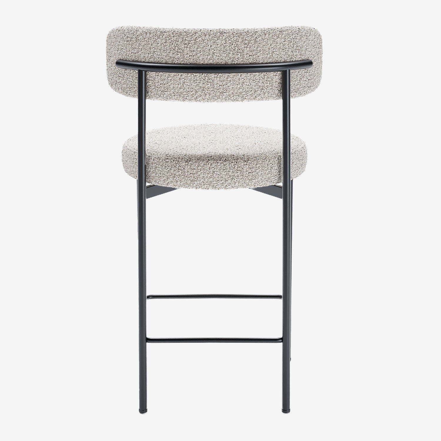 Lot de 2 tabourets de bar bouclette grise & blanche Agathe
