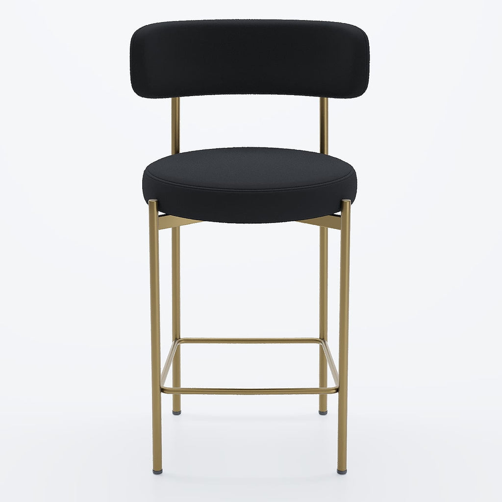 Lot de 2 tabourets de bar velours noir Agathe