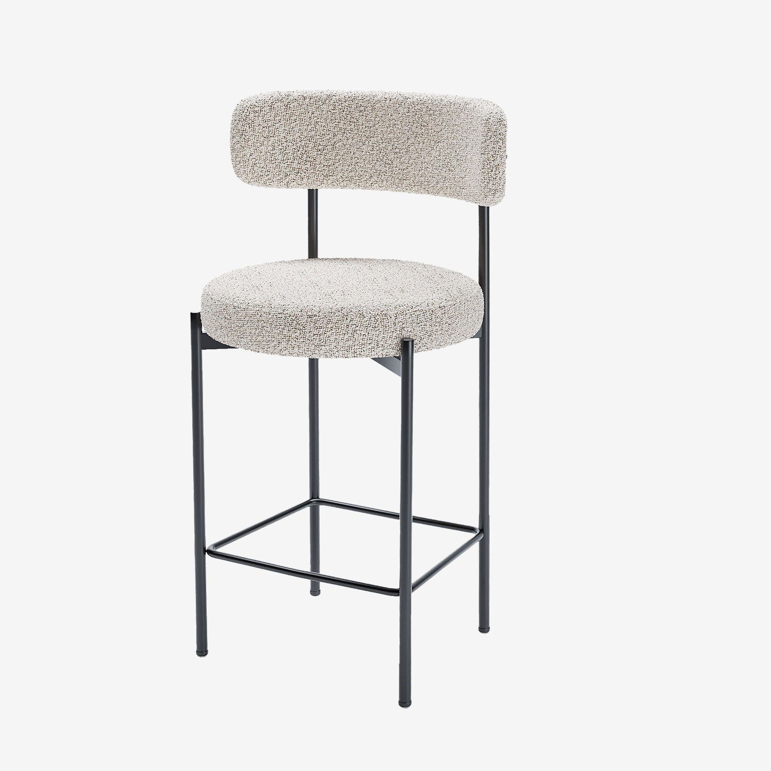 Lot de 2 tabourets de bar bouclette grise & blanche Agathe