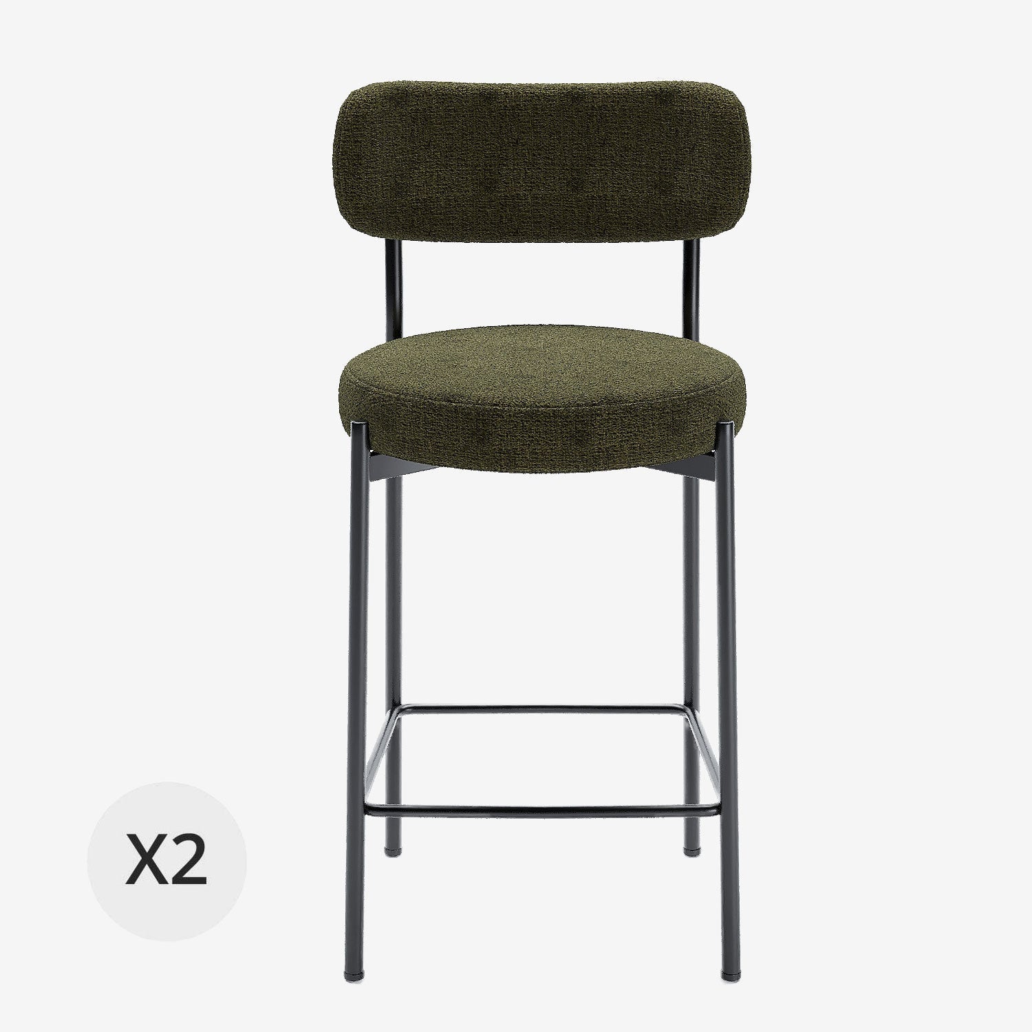 Lot de 2 fauteuils de bar velours vert Lili