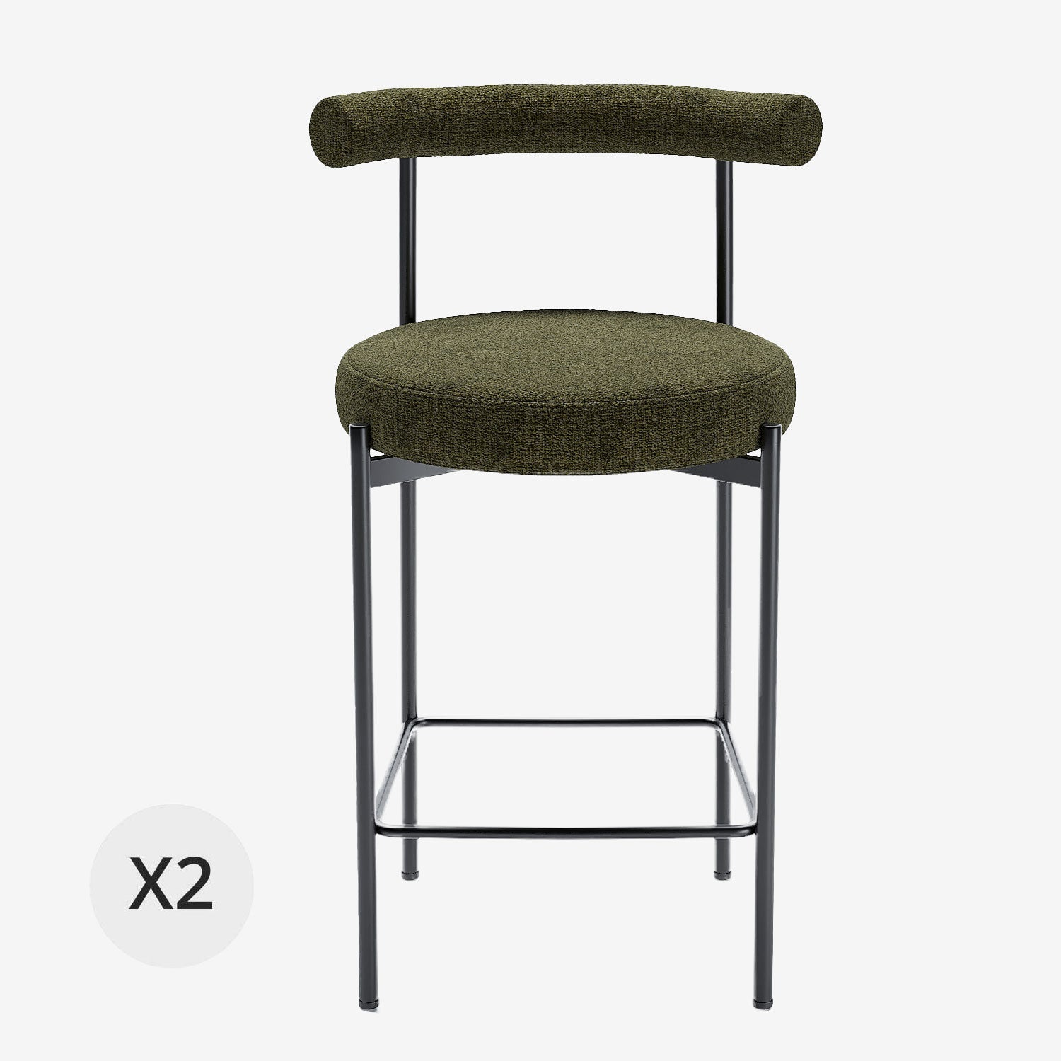 Lot de 2 chaises de bar  velours vert  Charlotte