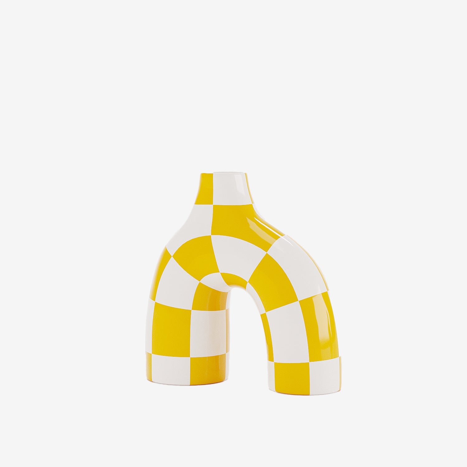 Phoenix - Vase art moderne à damier jaune