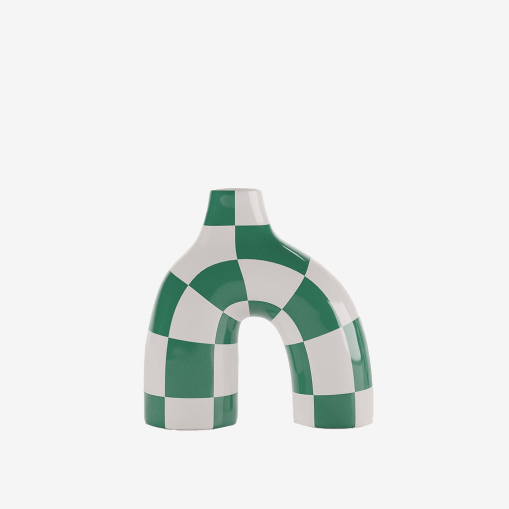 Phoenix - Vase art moderne à damier vert