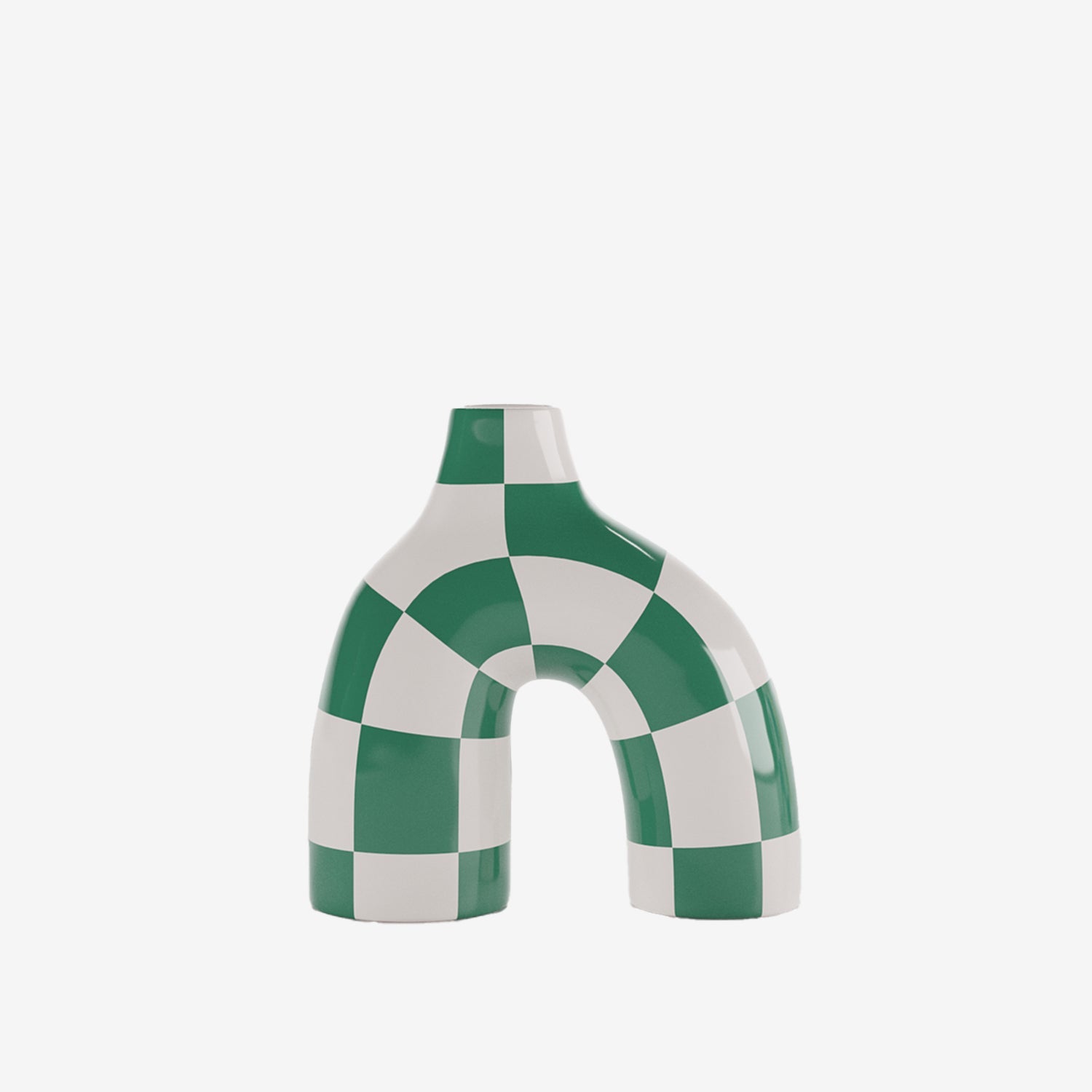 Phoenix - Vase art moderne à damier vert