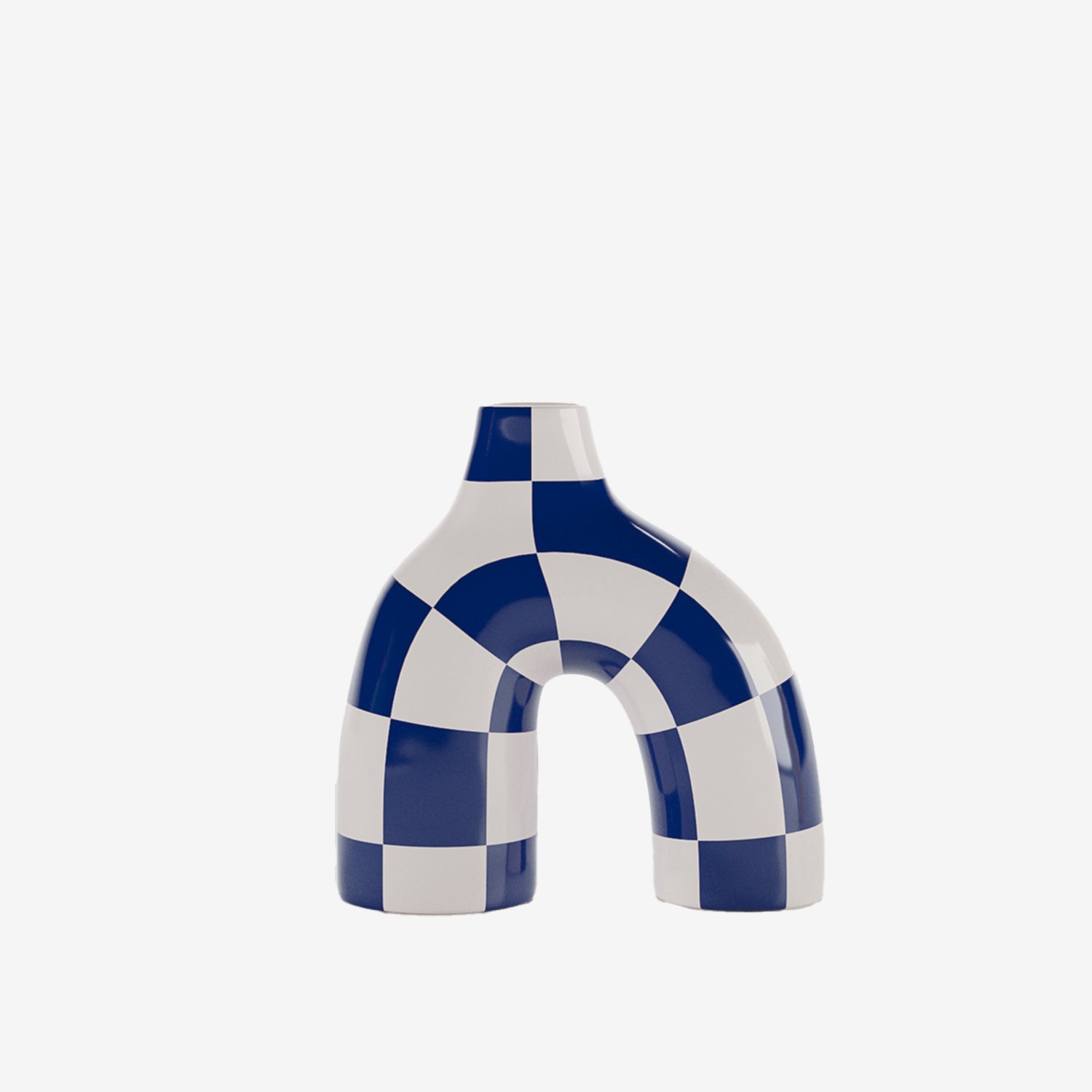 Phoenix - Vase art moderne à damier bleu marine