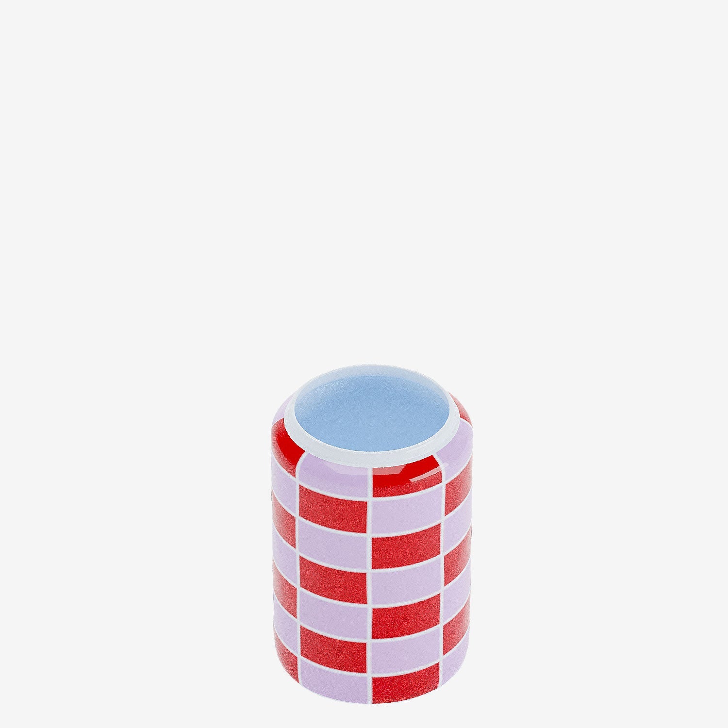 Vase cylindrique à damier céramique rouge Macao