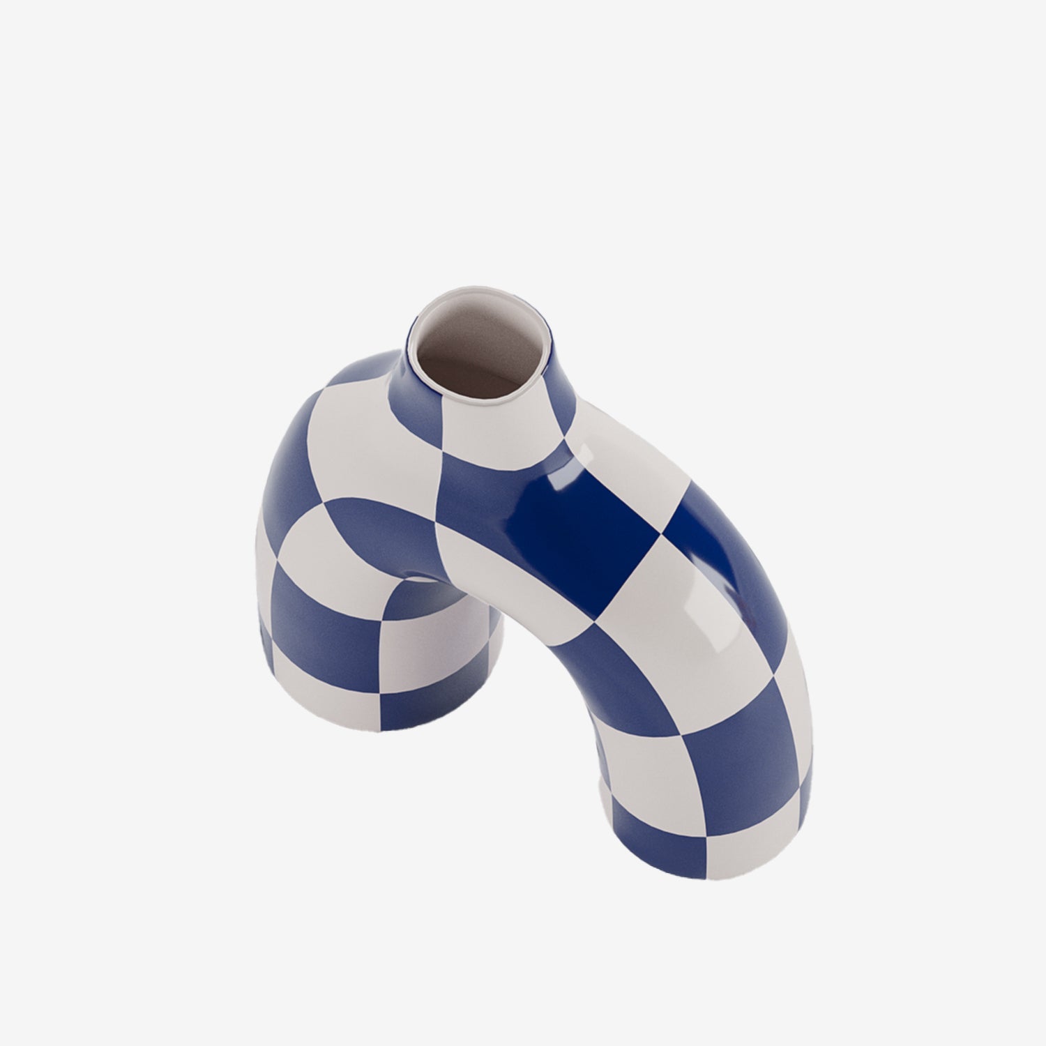 Phoenix - Vase art moderne à damier bleu marine