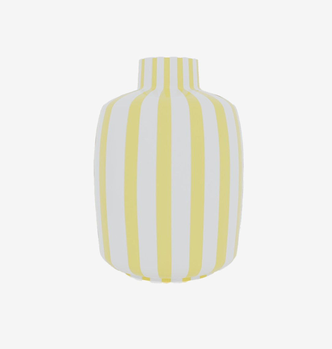 Milan – Vase décoratif rayé jaune en céramique