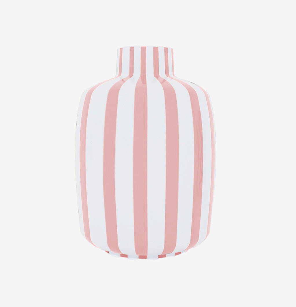 Milan – Vase décoratif rayé rose en céramique