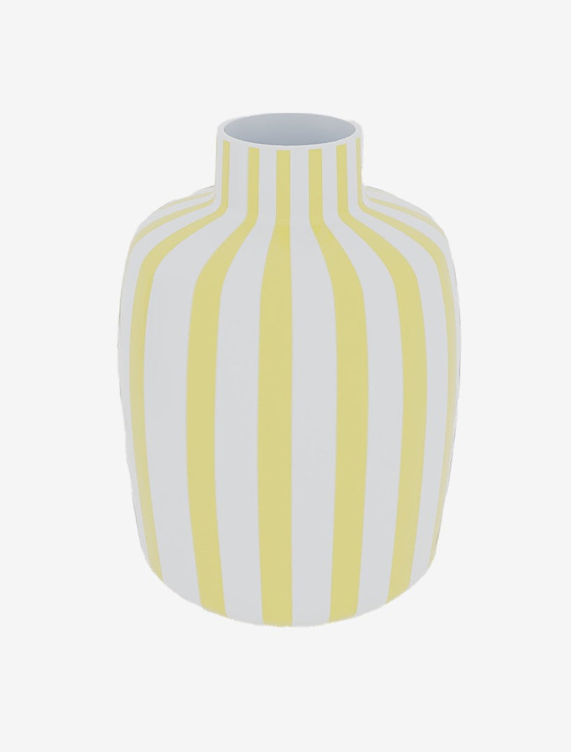 Milan – Vase décoratif rayé jaune en céramique