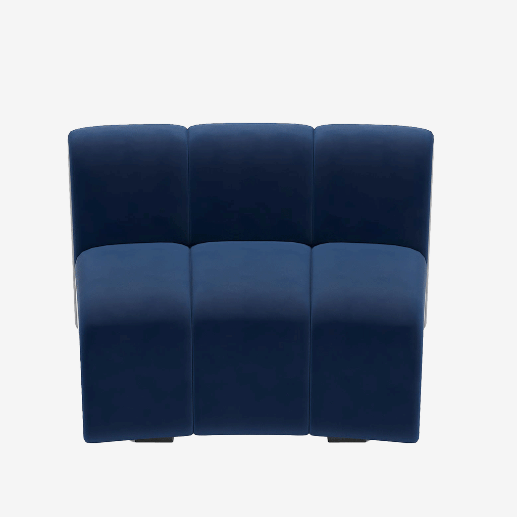 Chauffeuse d’angle pour canapé modulable en velours bleu marine Hélène