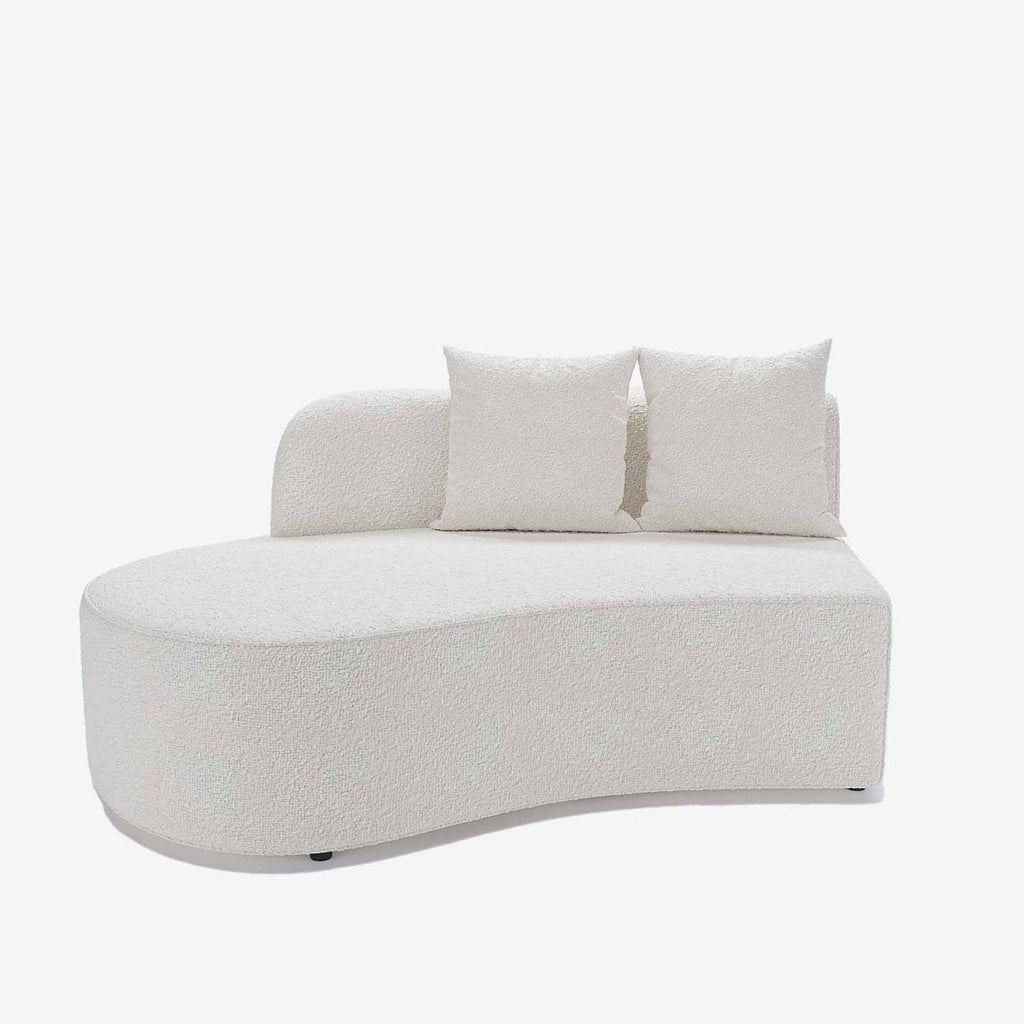 Canapé sectionnel incurvé 3-4 places en tissu bouclé blanc Alba