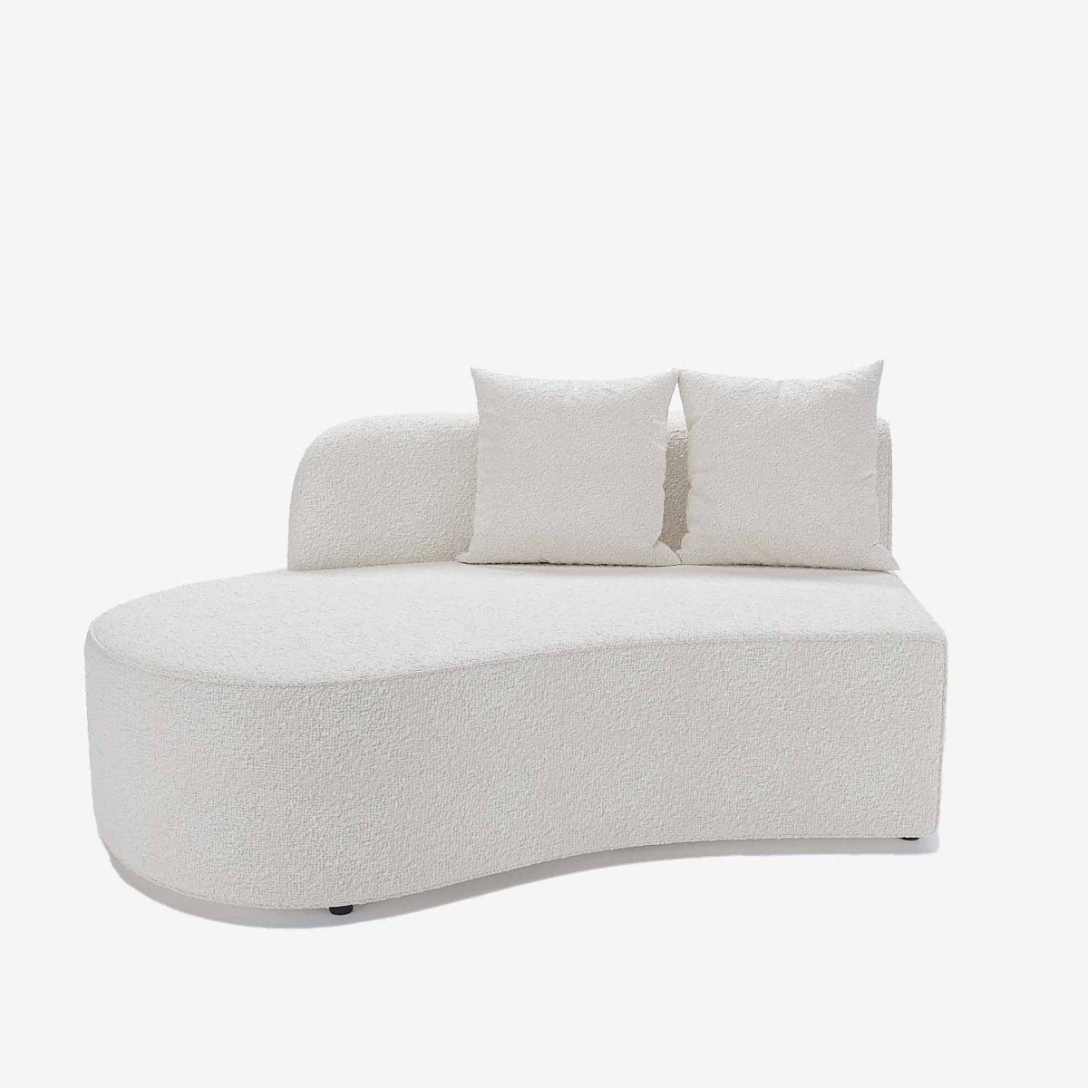 Canapé sectionnel incurvé 3-4 places en tissu bouclé blanc Alba