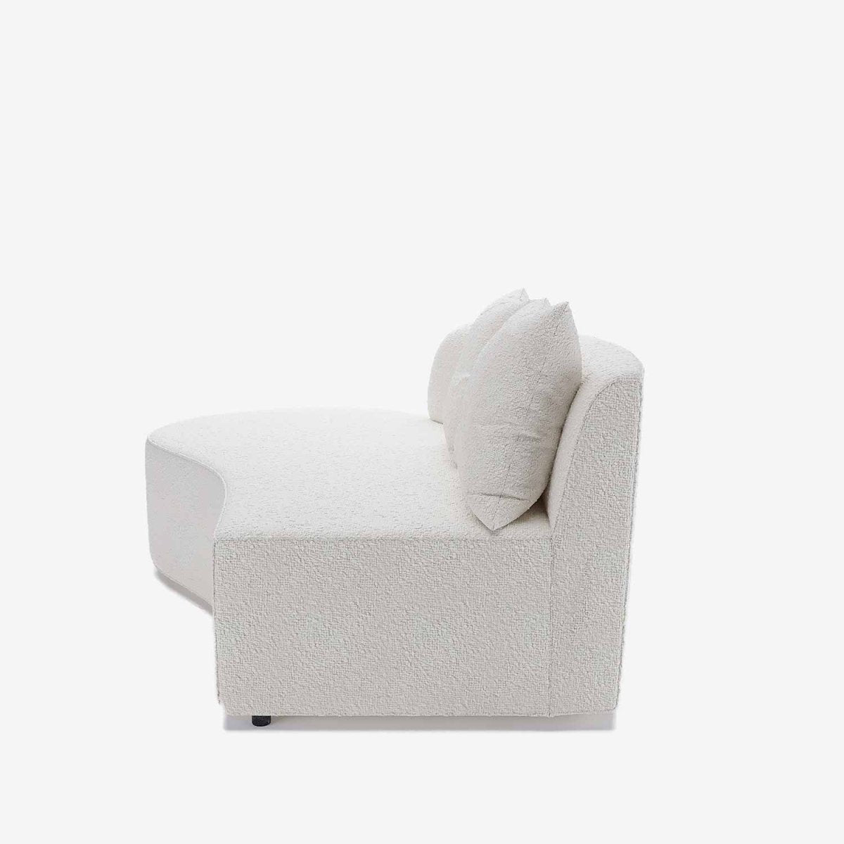 Canapé sectionnel incurvé 3-4 places en tissu bouclé blanc Alba